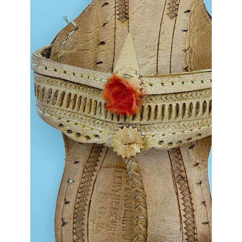 Handmade Leather Kolhapuri Sandals Women Ethnic Indian Flat Boho Slipper Sz 9 - Picture 3 of 14